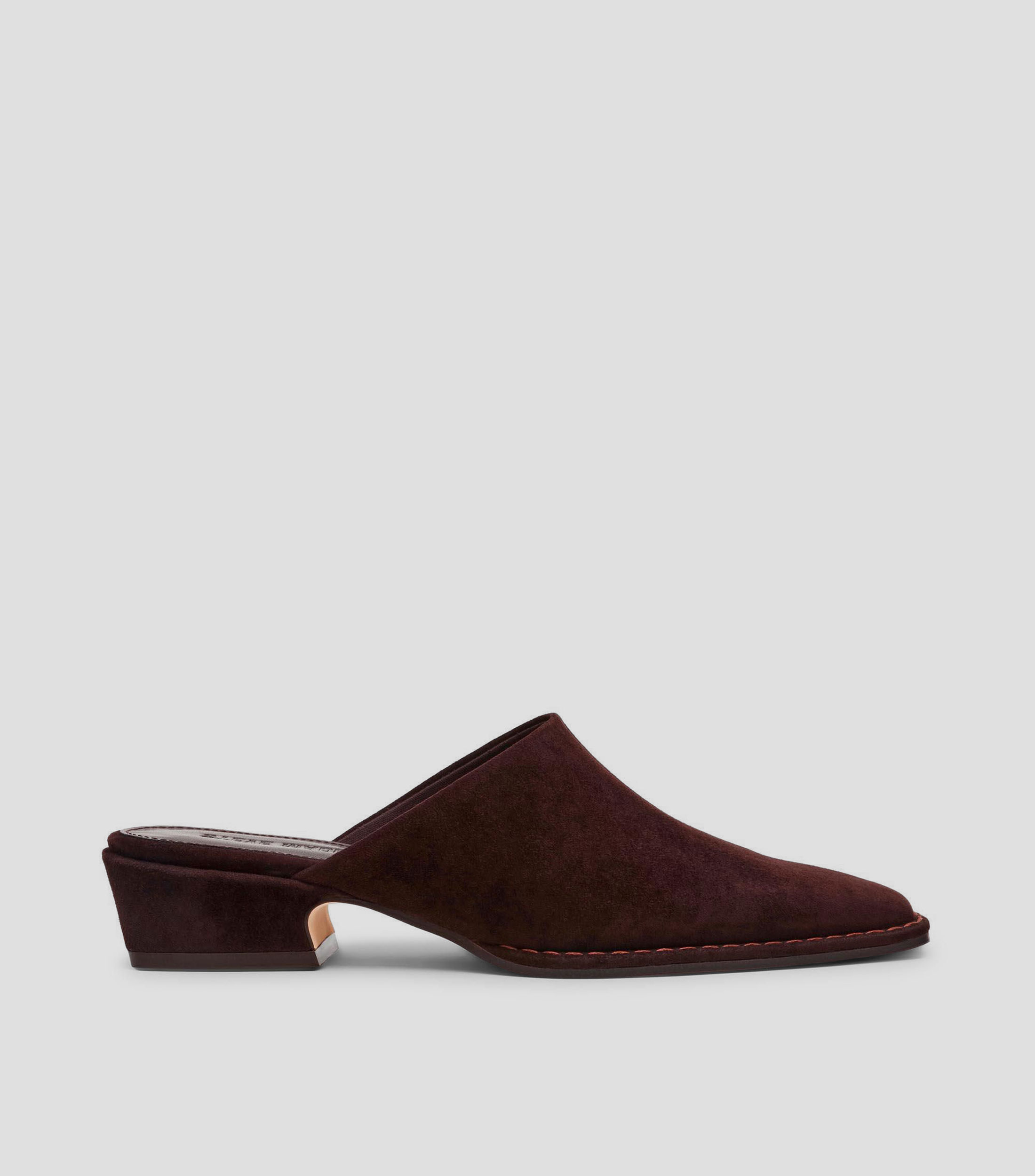 Zapatos casuales slip on con tacón bajo cuadrado en piel Mujer